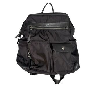 Tutilo New York Black Nylon & Leather Mini Backpack Tech Tablet Pockets EUC